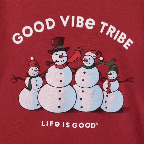 Life Is Good Shirt Womens Extra Small Red Snowman Good Vibe Tribe Crusher Tee - Picture 6 of 12